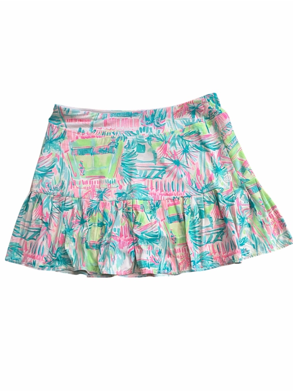 Lilly Pulitzer Bright Tropical Print Ruffle Skort - Pink & Aqua